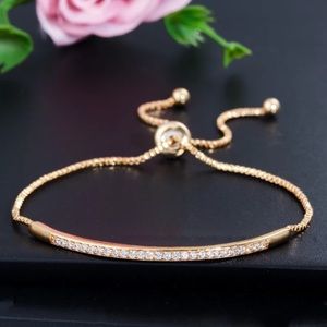 New Gold Cubic Zirconia Slider Bracelet